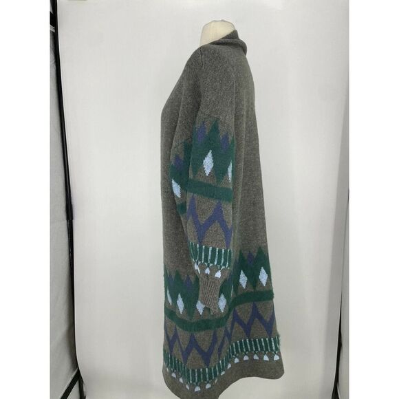 Anthropologie Kai Embroidered Balloon Sleeve Open Grey Sweater Coat One Size - Picture 5 of 10